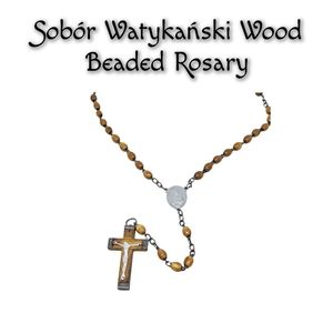 .Sobór Watykański Wood Beaded Rosary